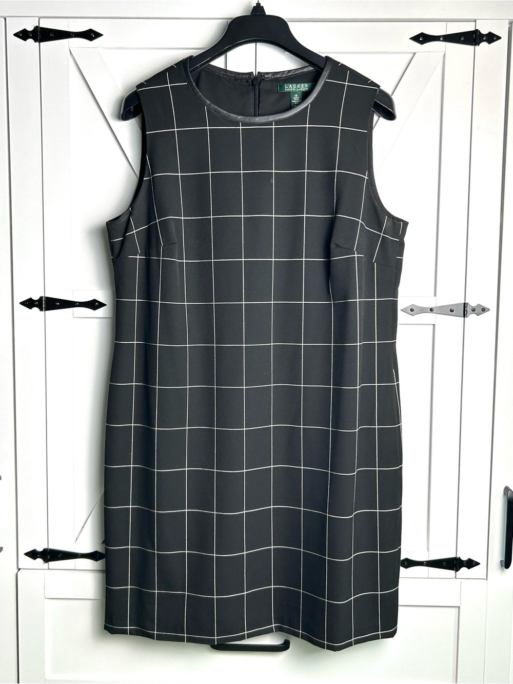 Lauren Ralph Lauren Black Windowpane Shift Dress